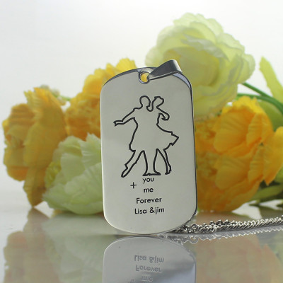 Solid Gold Dancing Theme Dog Tag Name Necklace