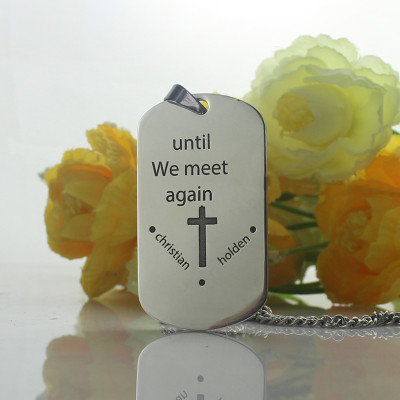 Solid Gold Remembrance Dog Tag Name Necklace