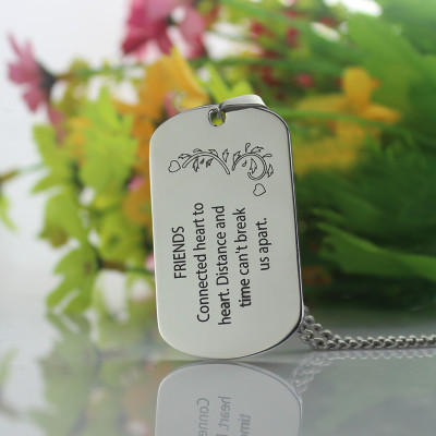 Solid White Gold Best Friends Dog Tag Name Necklace