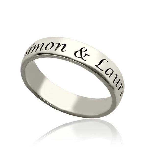 Promise Name Solid White Gold Ring