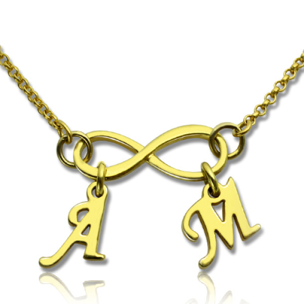 Infinity Pendant Double Initial - 18CT Gold