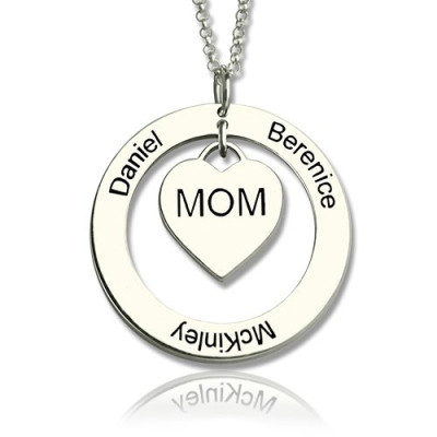 Solid Gold Family Names Necklace For Mom