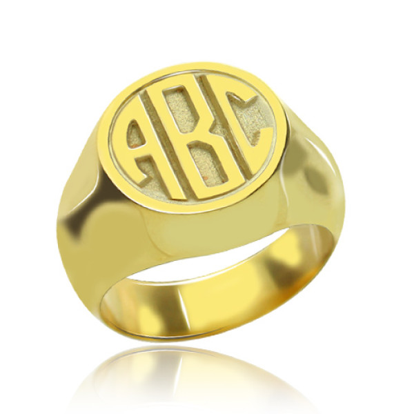 Customised Signet Ring with Block Monogram - 18CT Gold