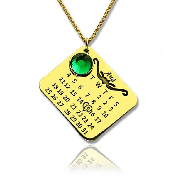 Birth Day Gifts - Birthday Calendar Necklace - 18CT Gold