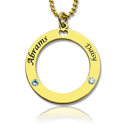 Circle of Love Name Necklace with Birthstone 18CT Gold