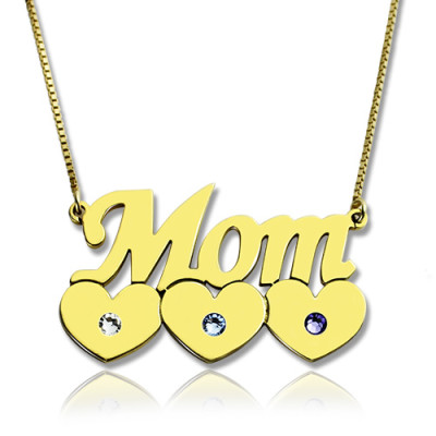 Moms Necklace With Children Birthstone - 18CT Gold