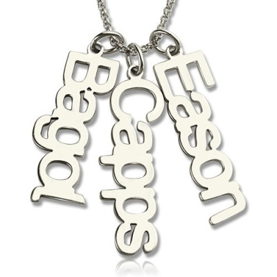 Solid White Gold Customised Vertical Multi Names Necklace