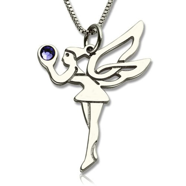 Solid Gold Fairy Birthstone Necklace for Girls