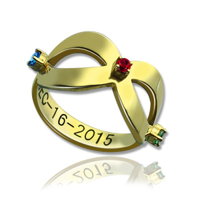 18CT Gold Engraved Infinity Birthstone Ring