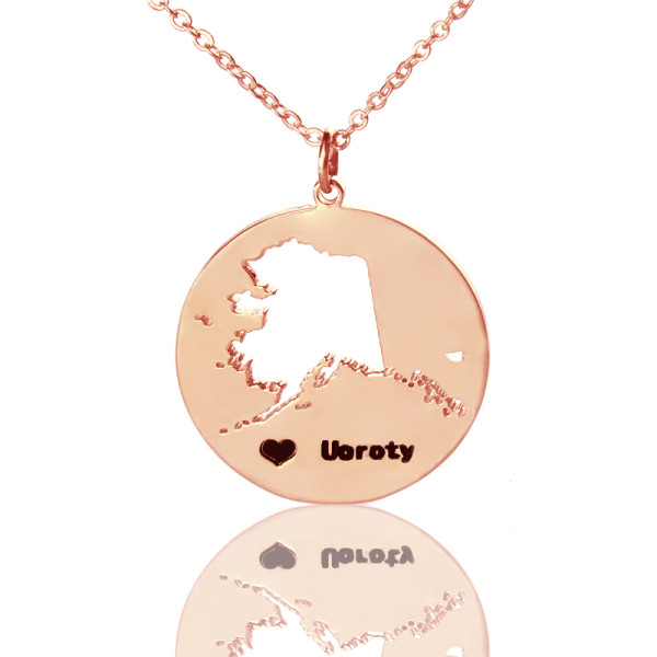 Custom Alaska Disc State Necklaces - Rose Gold