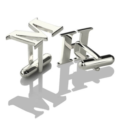 Solid White Gold Best Designer Cufflinks with Initial