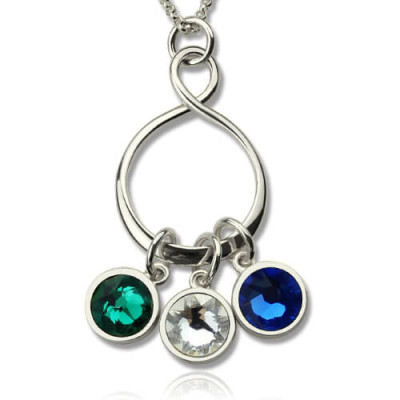 Solid White Gold Birthstone Infinity Charm Necklace
