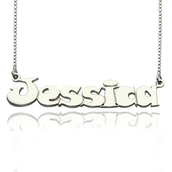 Solid Gold Kids Comic Name Necklace