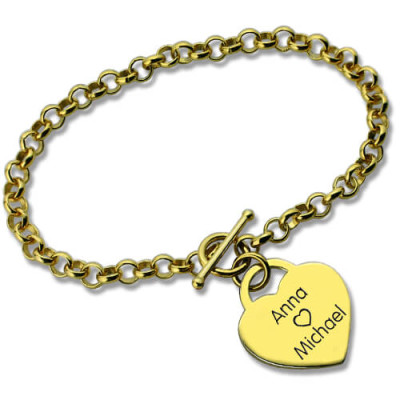 Personalised Heart Name Bracelets - 18CT Gold
