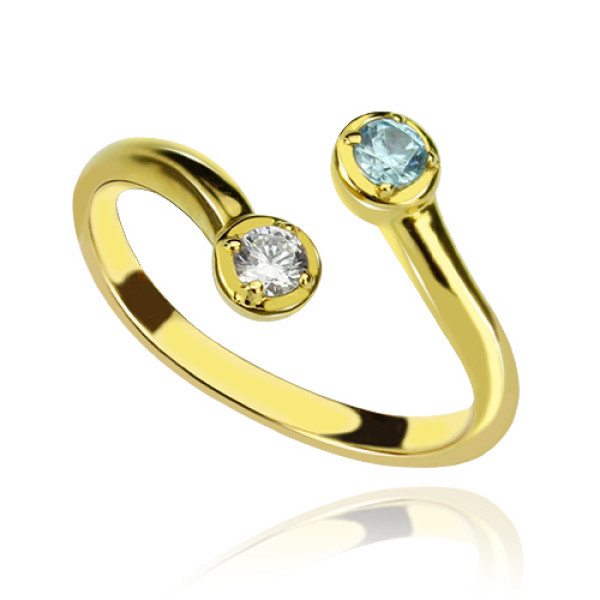 Dual Drops Birthstone Ring - 18CT Gold
