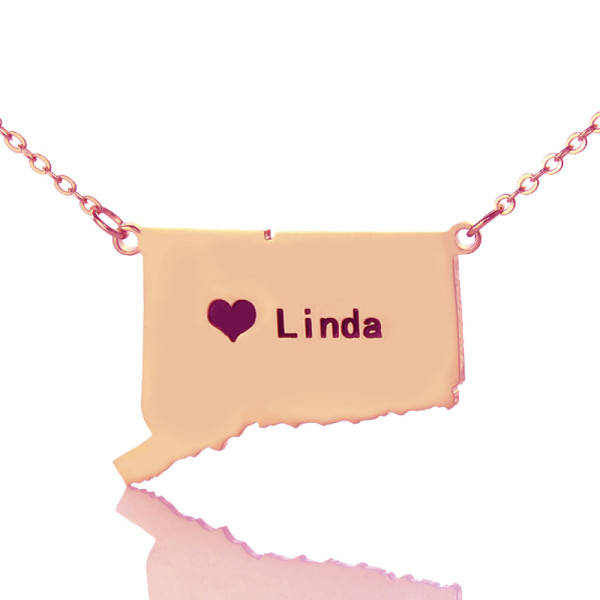 Connecticut Connecticut State Shaped Necklaces - Rose Gold