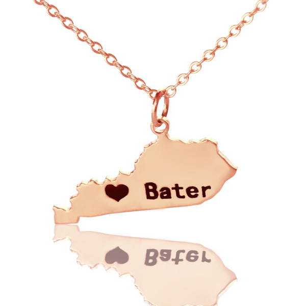Custom Kentucky State Shaped Necklaces - Rose Gold