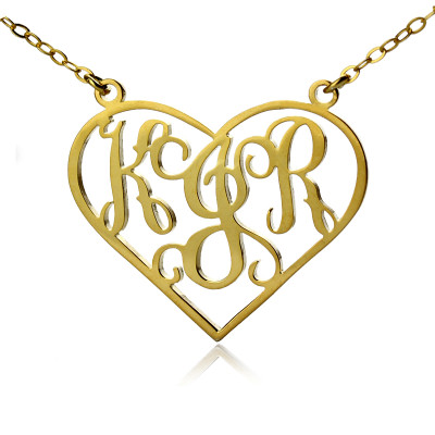 Solid Gold Initial Monogram Personalised Heart Necklace