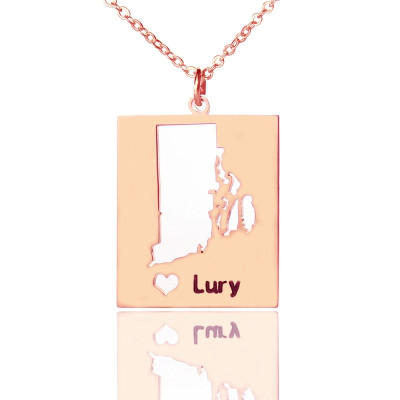 Personalised Rhode State Dog Tag - Rose Gold Plate