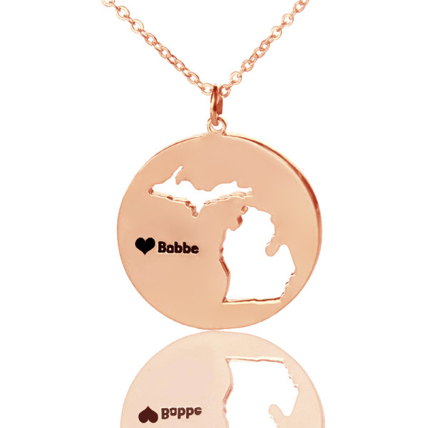Custom Michigan Disc State Necklaces - Rose Gold