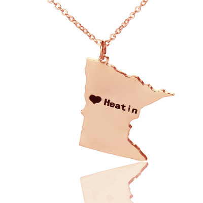 Custom Minnesota State Shaped Necklaces - Rose Gold