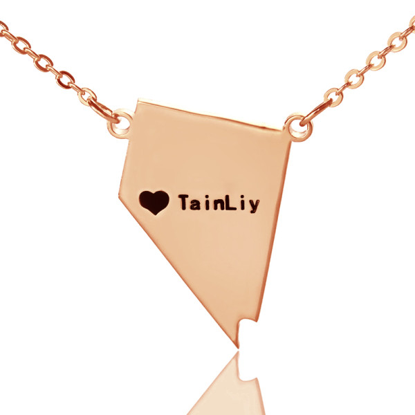 Custom Nevada State Shaped Necklaces - Rose Gold
