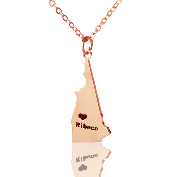 Custom New Hampshire State Shaped Necklaces - Rose Gold