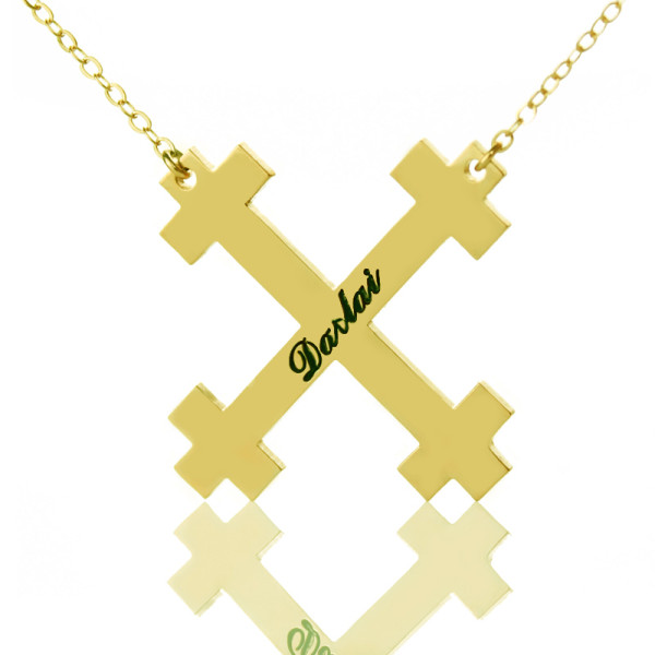 Gold Julian Cross Name Necklaces Troubadour Cross
