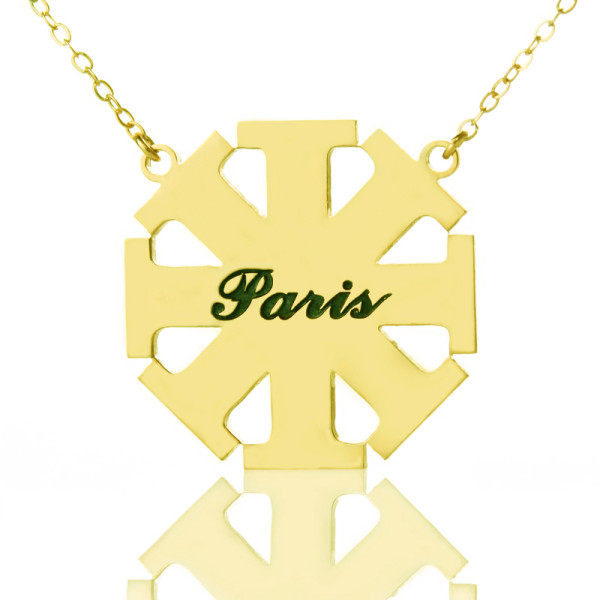 Customised Cross Name Necklace with Name 18CT Gold