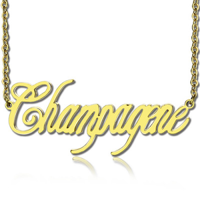Solid Gold Personalised Champagne Font Name Necklace
