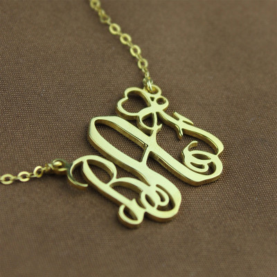 Personalised Initial Monogram Necklace 18CT Solid Gold With Heart