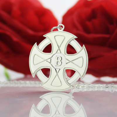 Solid Gold Engraved Celtic Cross Name Necklace