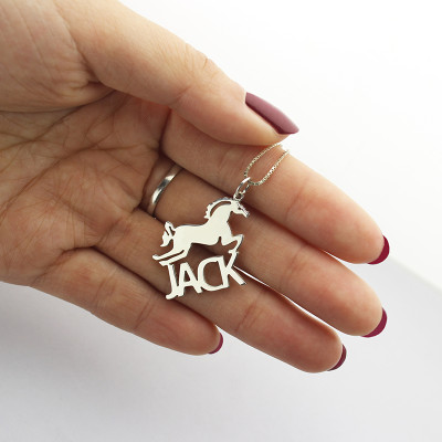 Solid Gold Horse Name Necklace for Kids