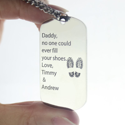 Solid Gold Father' Day Gift Dog Tag Name Necklace