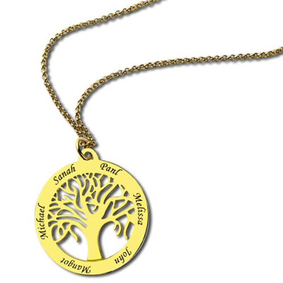 Tree of Life Jewellery Family Name Necklace - 18CT Gold