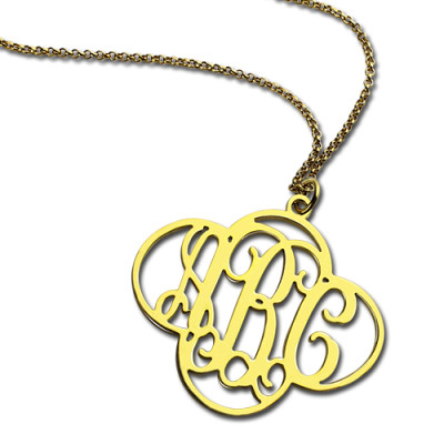 Personalised Cut Out Clover Monogram Necklace - 18CT Gold