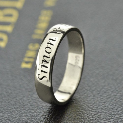 Promise Name Solid White Gold Ring