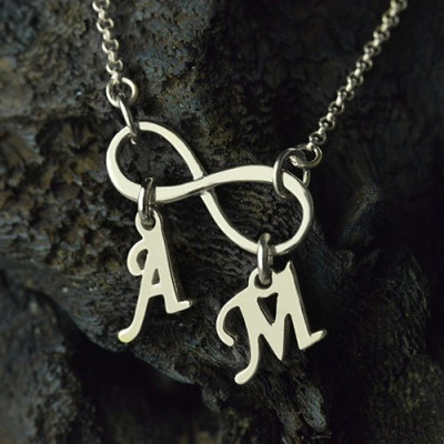 Solid Gold Infinity Necklace Double Initials