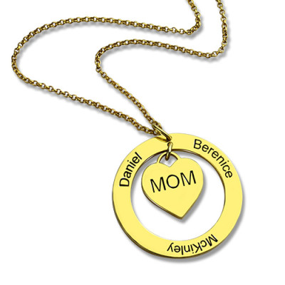 Family Names Necklace For Mom 18CT Gold Plating