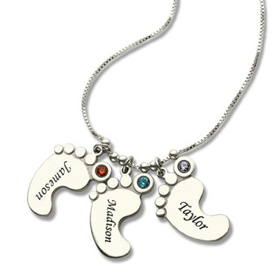 Solid Gold Baby Feet Charm Necklace for Mom