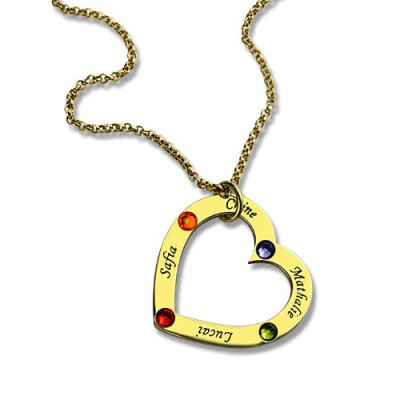 Gold Birthstone Heart Necklace For Mother