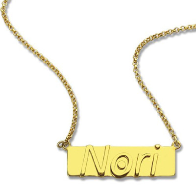 Custom Nameplate Bar Necklace - 18CT Gold
