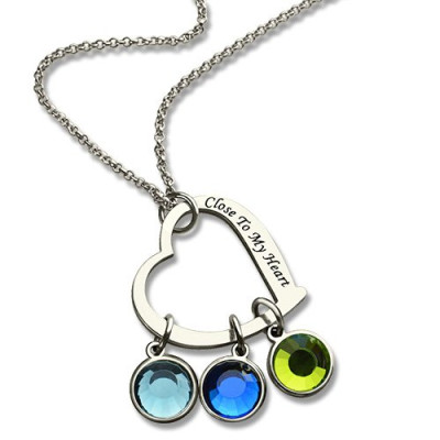 Solid Gold Open Heart Promise Phrase Necklace with Birthstone