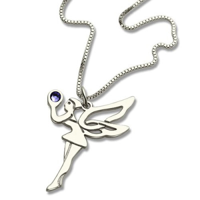 Solid Gold Fairy Birthstone Necklace for Girls