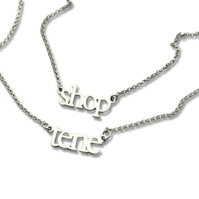 18CT White Gold Double Layer Mini Name Necklace