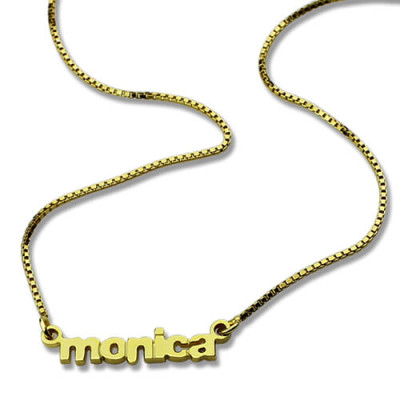 Personalised Small Lowercase Name Necklace - 18CT Gold