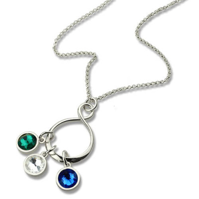 Solid White Gold Birthstone Infinity Charm Necklace