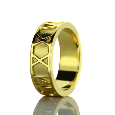 18CT Gold Roman Numeral Date Rings