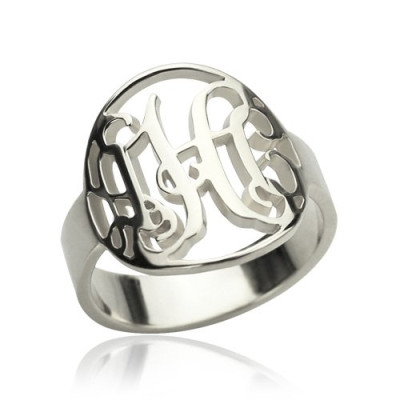 Cut Out Monogram Initial Solid Gold Ring