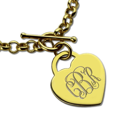 Heart Monogram Initial Charm Bracelets - 18CT Gold